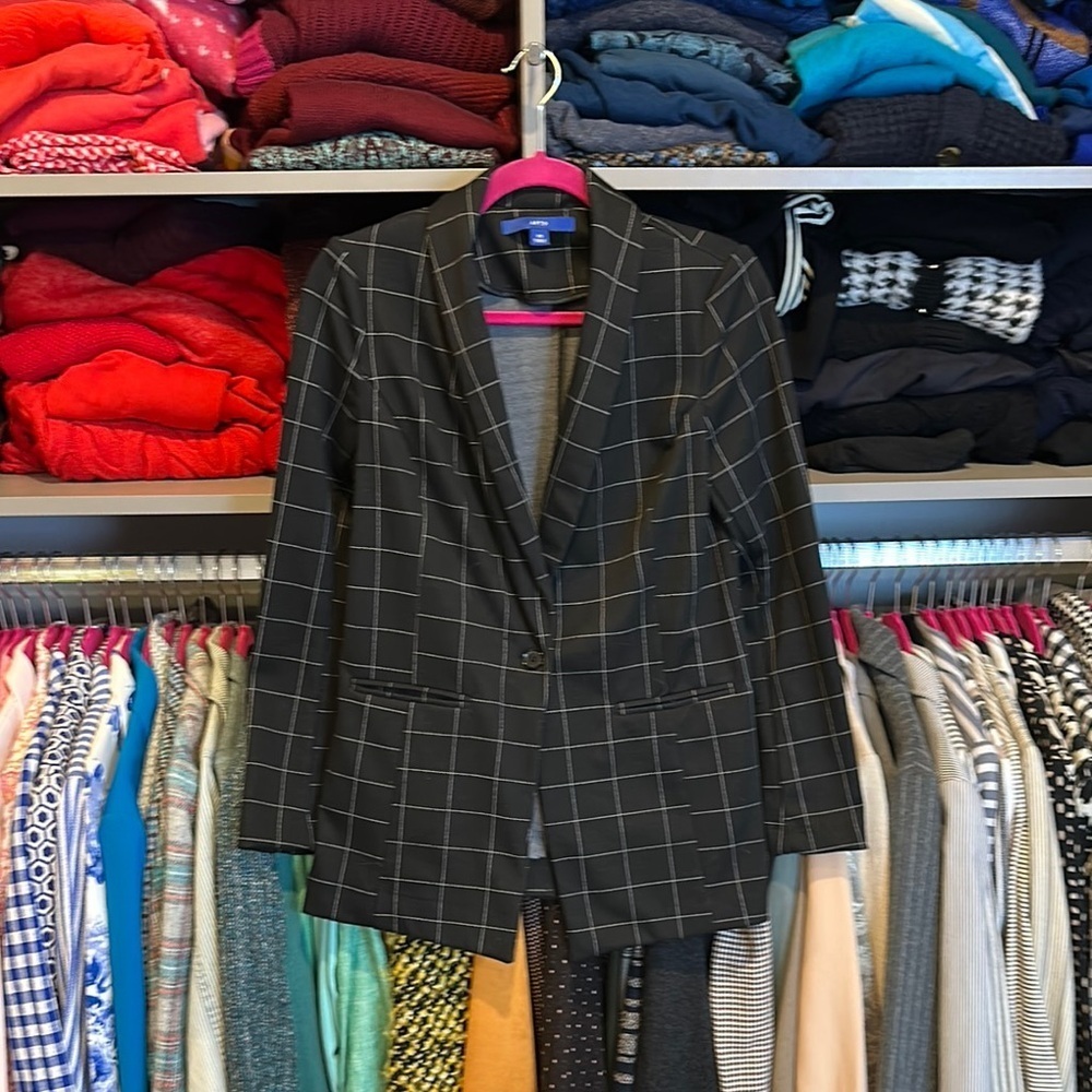 Apt. 9 black and white checkered one button closure blazer size XS